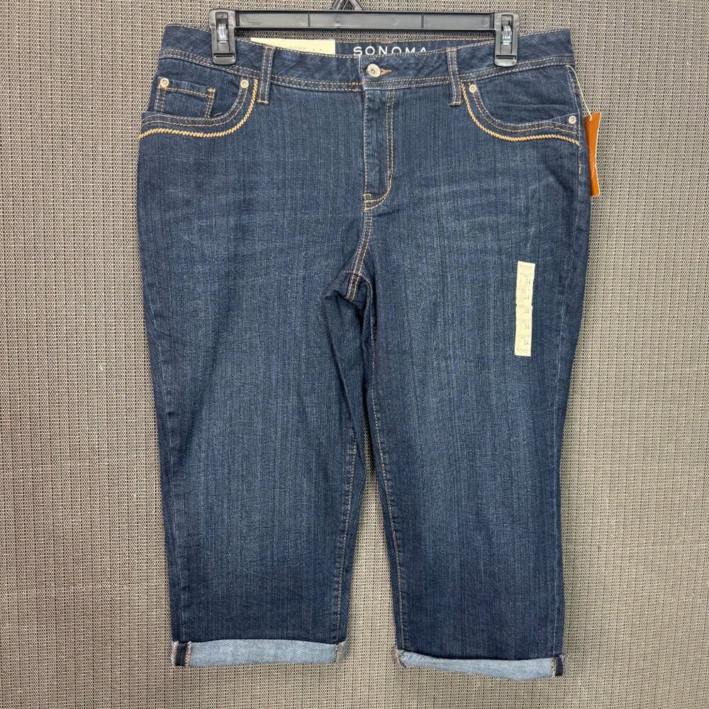 Sonoma Life + Style Womens Size 14  Modern Fit Capri Jeans Dark Wash 5 pocket